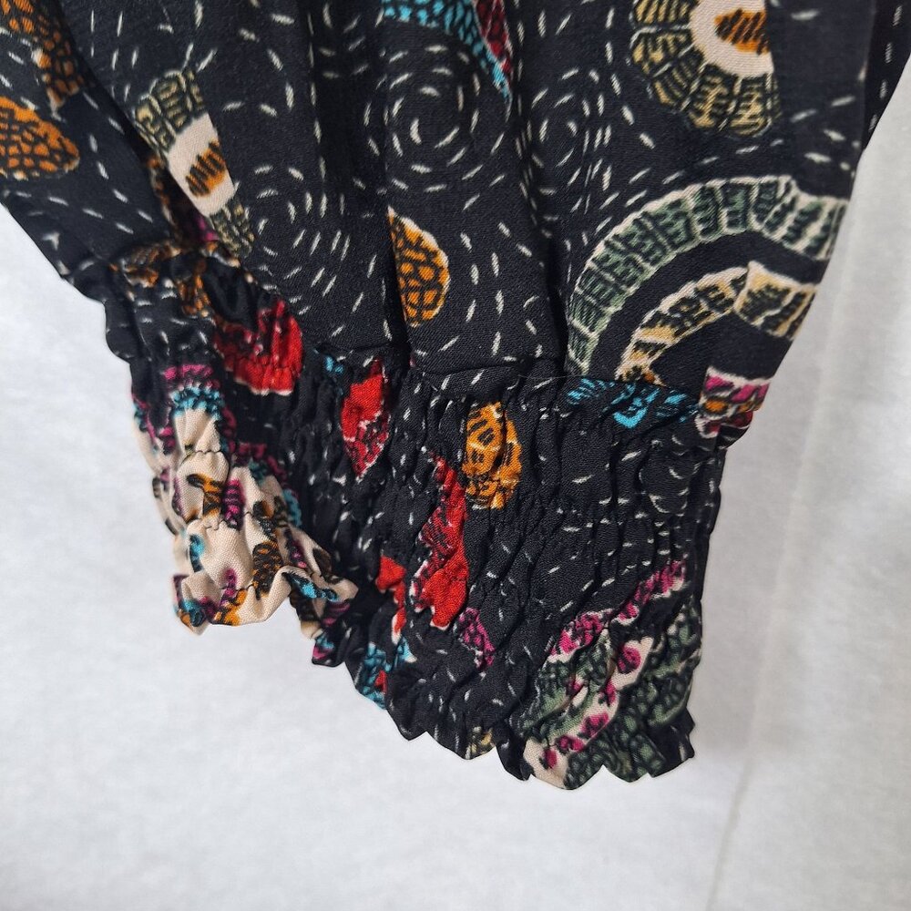 Boho-Chic Paisley Patterned Harem Pants Elastic Waist & Ankles Fit Multicolor De - Picture 4 of 4